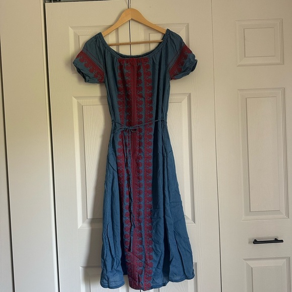Madewell (as seen in VOGUE) Elegant Blue and Red Women's Dress - Picture 2 of 9